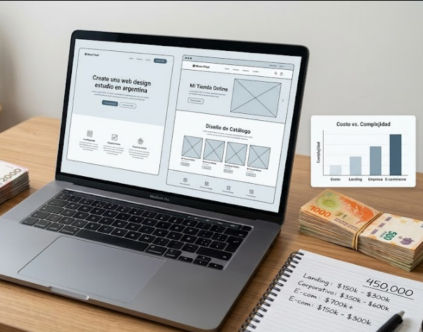 Vista previa de proyecto web profesional con enfoque en costos y estructura
